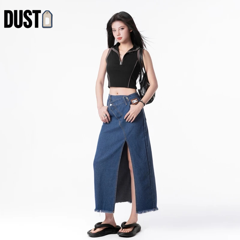 [Harga Terjangkau] 2025 Dust Slit Denim Skirt/Maxi Skirt/Rok Jeans/Rok jeans wanita/Rok Jeans Korea/
