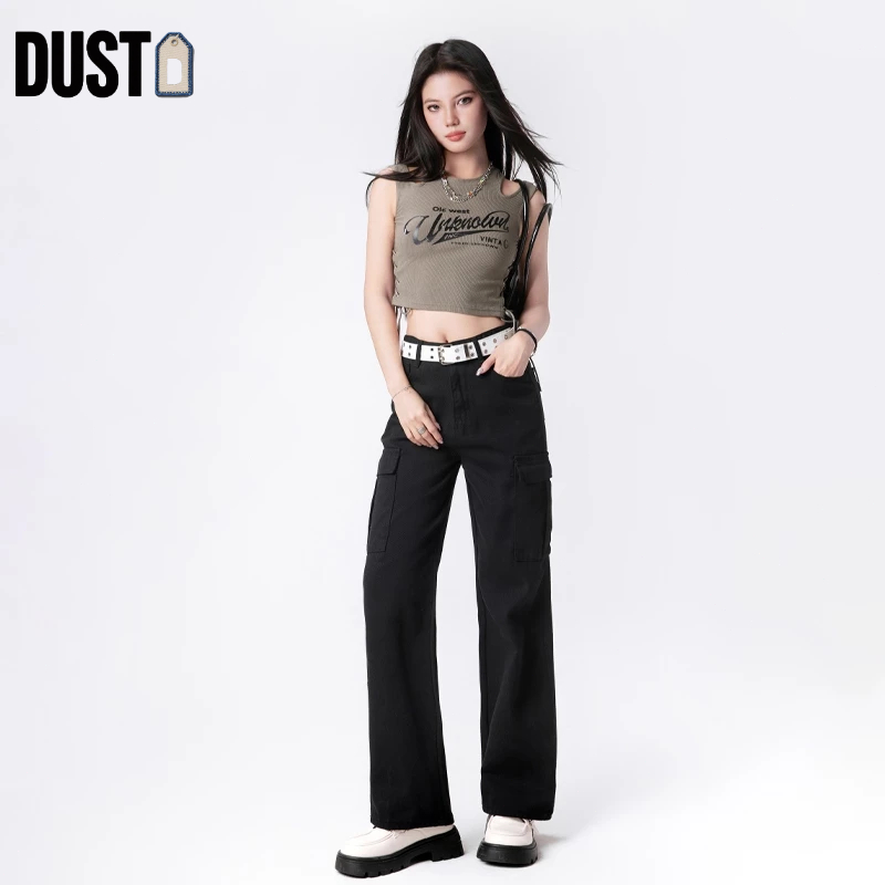 [Diskon 50%] Dust Jeans Premium Wanita Jeans Pinggang Tinggi Longgar Kaki Lebar Rok Jeans Boyfriend 