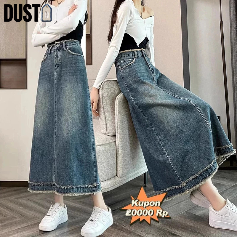 [Pengiriman Gratis] Dust Denim Rok rok wanita Panjang Wanita Rok Jeans Wanita rok jeans highwaist ro