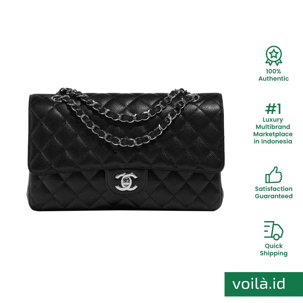 Chanel Medium Classic Handbag Black Caviar Shw