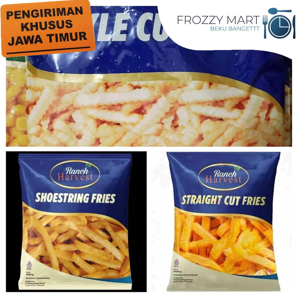 

RANCH HARVEST French Fries Beku 1KG | Crinkle Cut | Straight Cut | Shoestring Kentang Goreng Frozen