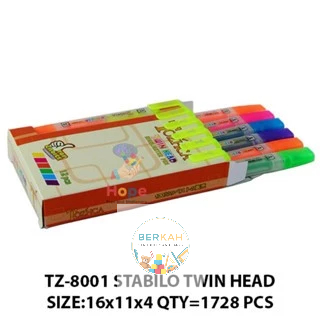 

[1 Pcs] Stabilo 2 Sisi Tozhca TZ-8001 / Highlighter Twinhead Tozhca TZ-8001 2 Warna / Stabilo