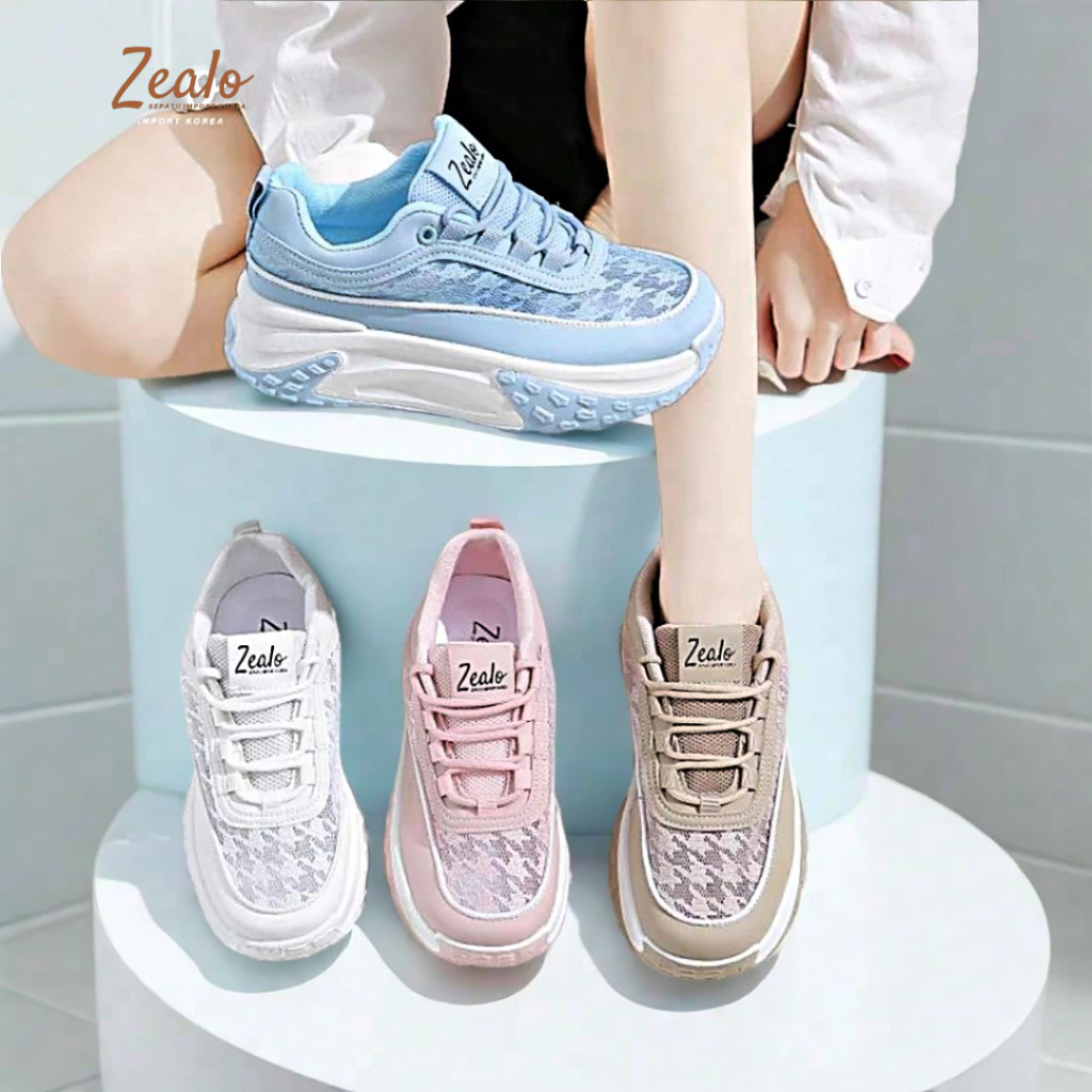 OK Zealo 305 Sepatu Sneakers Wanita Zealo Sepatu Sport Kasual Korea Import Sneakers Cewek Tebal