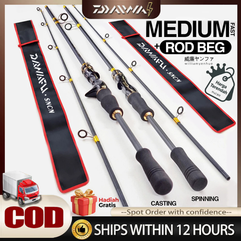 DAIWA Carbon Spinning Rod Casting Rod Ultralight Fishing Rod Combo SET Joran Pancing BaitCasting