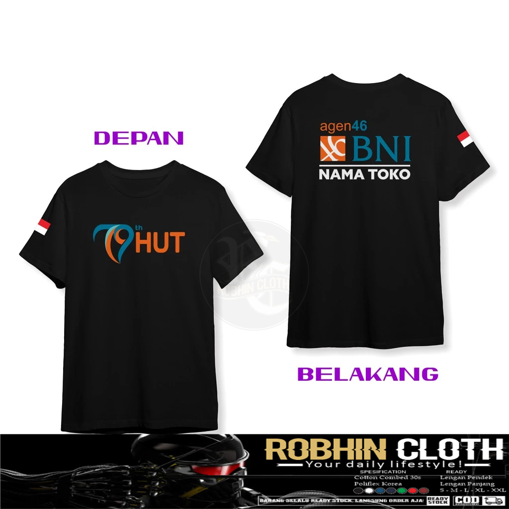 Kaos Baju HUT BANK BNI ke 79 Logo Agen 46 Gratis Nama Toko DB Kaos Distro