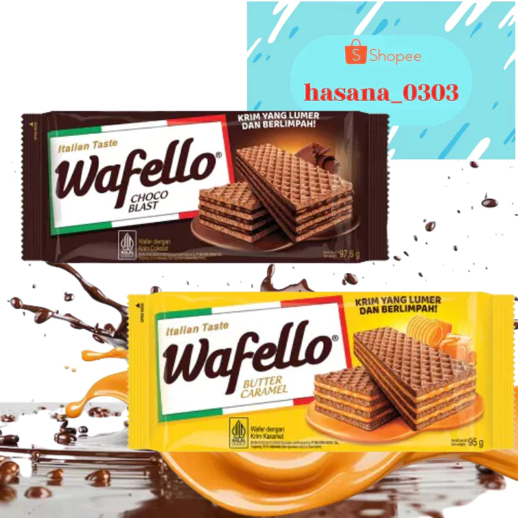 

Wafello Wafer 95 Gram [ Coklat - Karamel - Coconut Creme ]