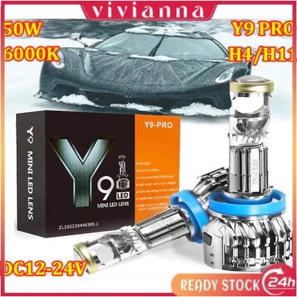 Sepasang 2PCS✦Y9 Pro Mini Projector H4 Lampu Led Mobil H11 aes 50 Watt Lampu Led Y7d H4 Original Fog