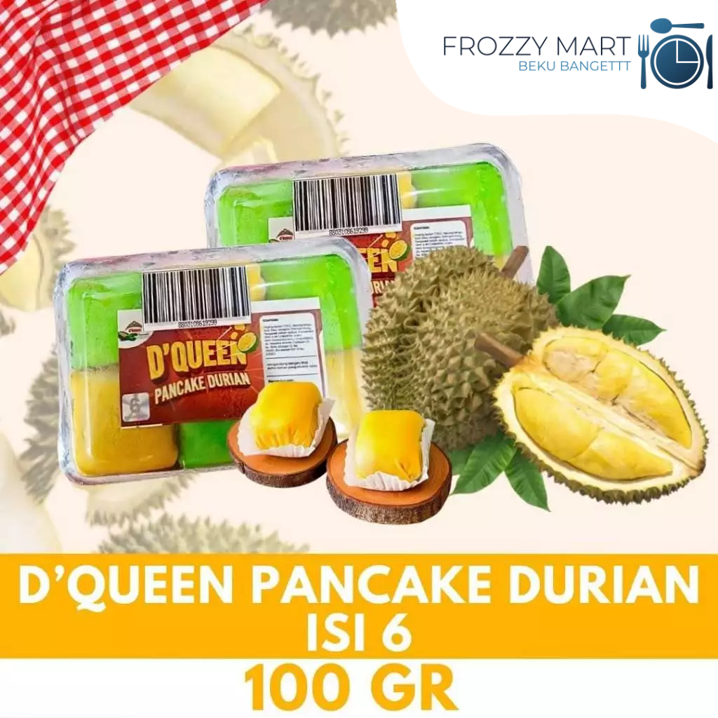 

D’QUEEN Pancake Durian Isi 6 pcs – Lembut, Lumer & Wangi Durian Asli 100gr