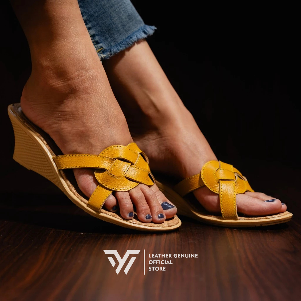 Sandal Kulit Wanita-Wedges 5cm-Sandal Kulit Asli
