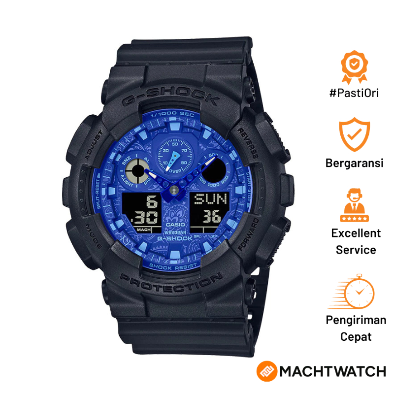 [PAYDAY SALE] Casio G-Shock GA-100BP-1ADR GA100BP GA-100BP Blue Paisley Digital Analog Striking Blue