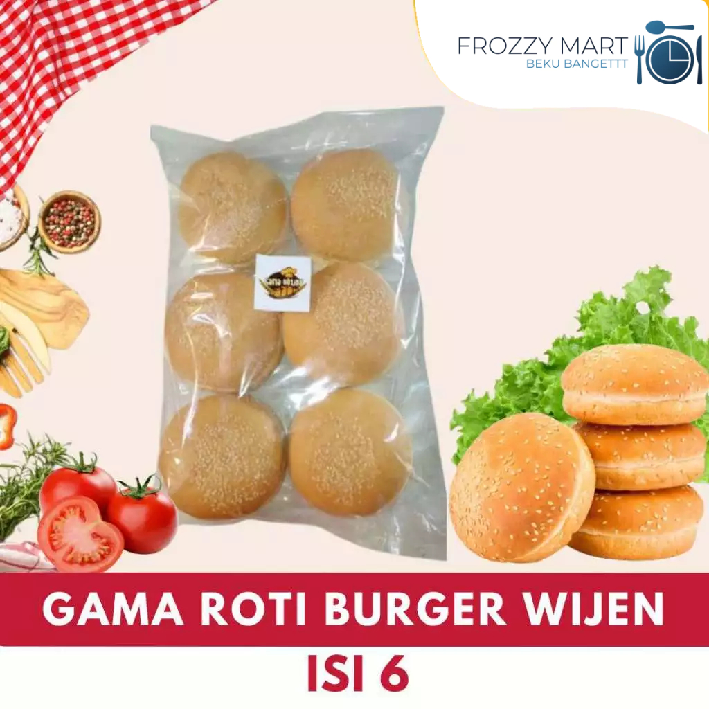 

GAMA Roti Burger Wijen Isi 6 – Roti Burger Lembut untuk Isi Daging & Sayur