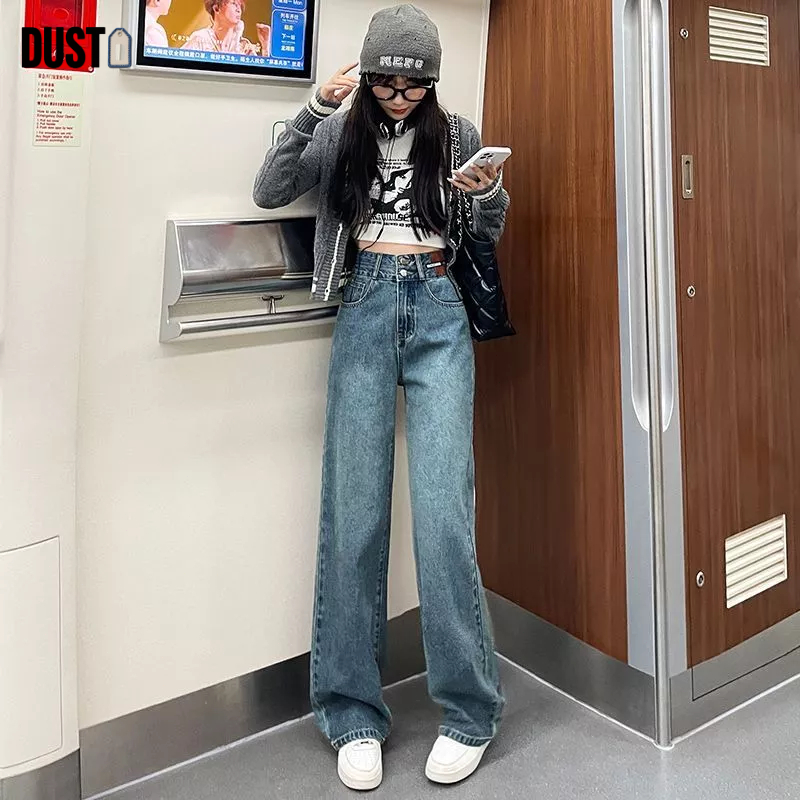 [Harga Terjangkau] Dust Jeans-New Biru Retro Highwaist Celana Jeans Kulot Wanita Loose