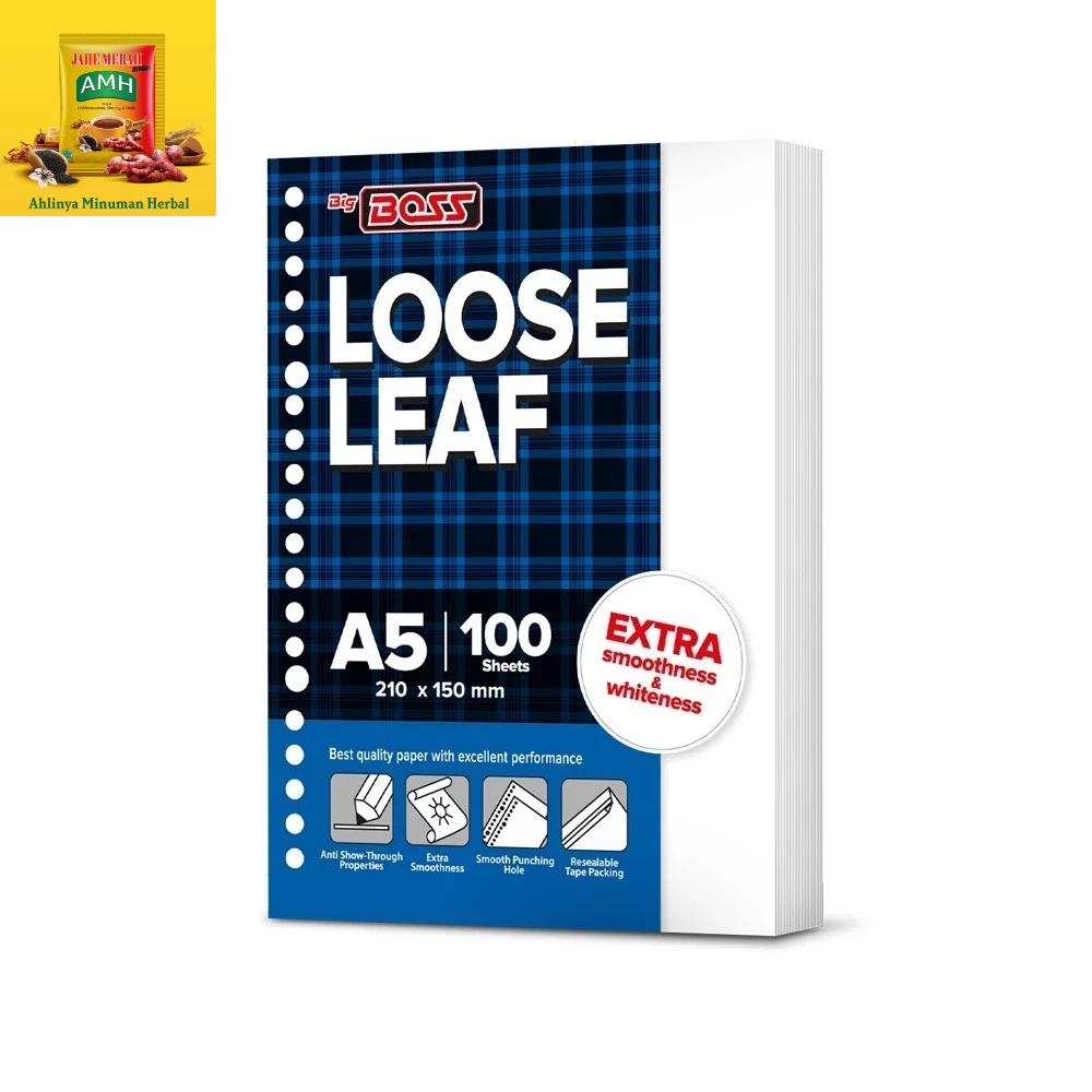 

BigBoss Loose Leaf 100 A5 Polos - 100 Lembar| Kertas Binder | Kertas catatan