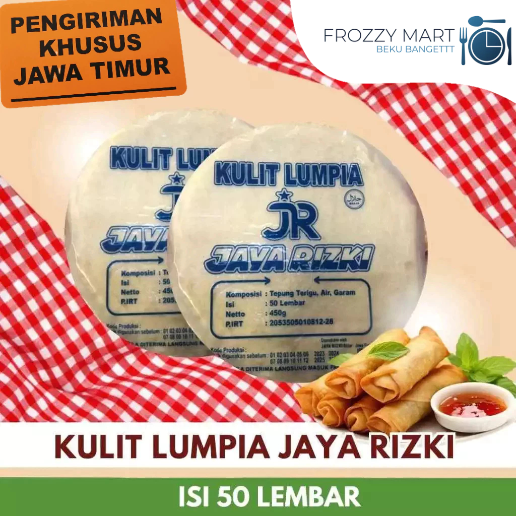 

JAYA RIZKI Kulit Lumpia 20cm 450gr Isi 50 Lembar | Kulit Lumpia Frozen
