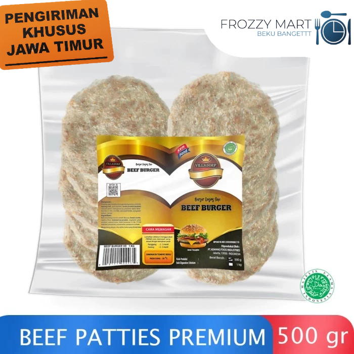 

KEMFOOD VILLADROP Beef Burger 500gr Isi 10pcs | Patty Daging Sapi Siap Masak | Burger Sapi Frozen