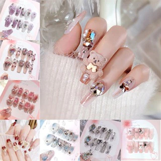 Siap 24pcs 3D kuku palsu extension kuku palsu grosir kuku nail alat perawatan kuku perawatan kecanti