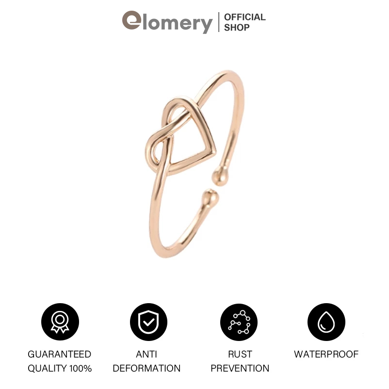 Elomery Cincin Hati Berbentuk Hati Korea Cincin Terbuka Cincin Wanita Temperamen