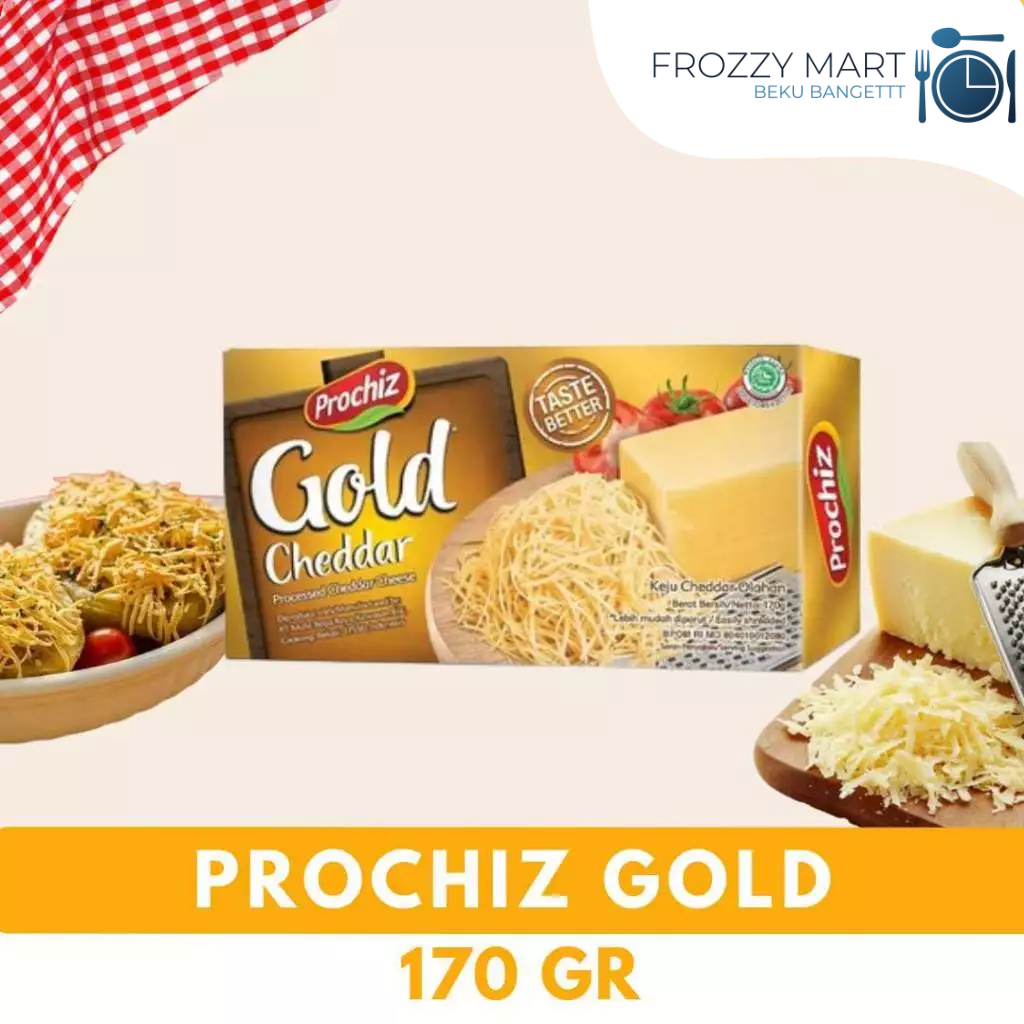 

PROCHIZ Gold Cheddar 170gr – Keju Cheddar Lezat & Lembut Cocok untuk Masakan & Camilan