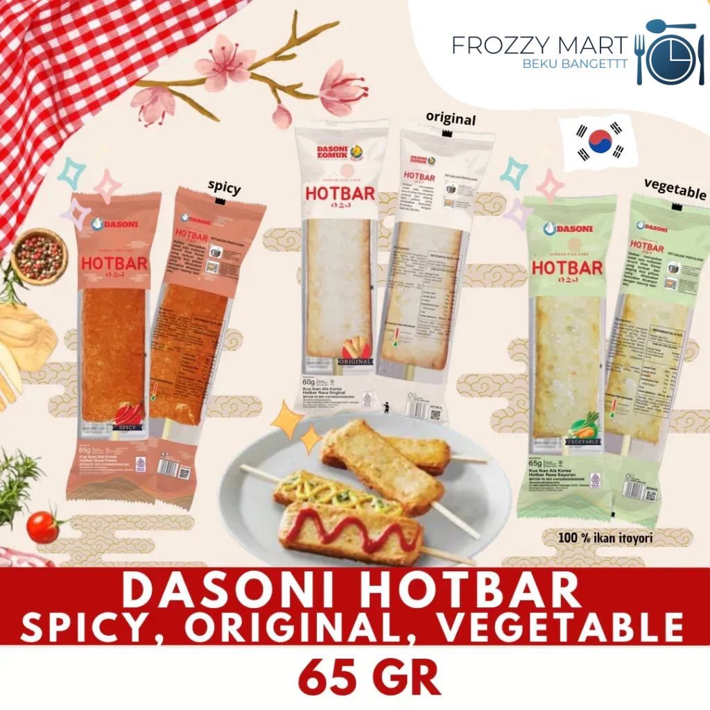 

Dasoni Hotbar 65gr – Original | Spicy | Vegetable | Sosis Korea Pedas Viral