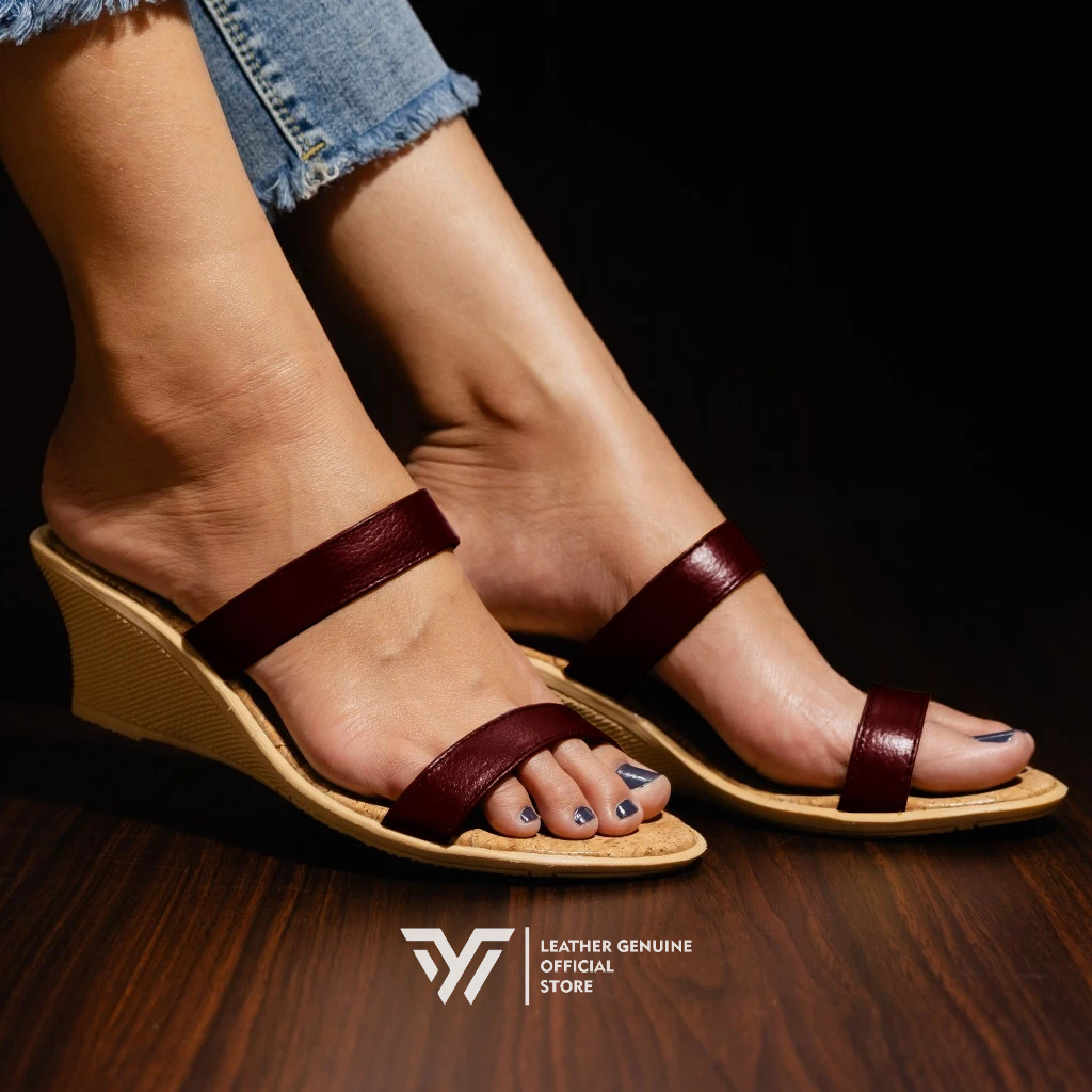 Sandal Kulit Wanita-Wedges 5cm-Sandal Kulit Asli