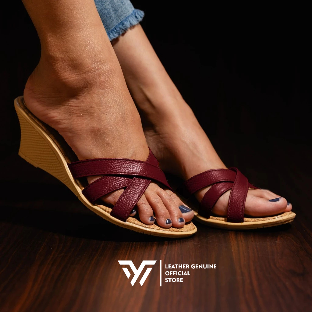 Sandal Kulit Wanita-Wedges 5cm-Sandal Kulit Asli