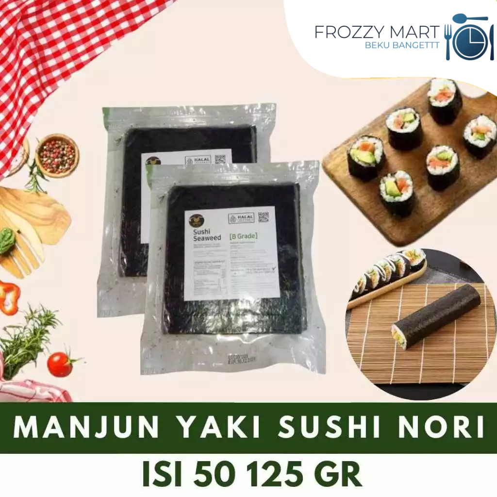

MANJUN Yaki Sushi Nori 125gr – Isi 50 Lembar | Nori Panggang Premium untuk Sushi & Kimbap