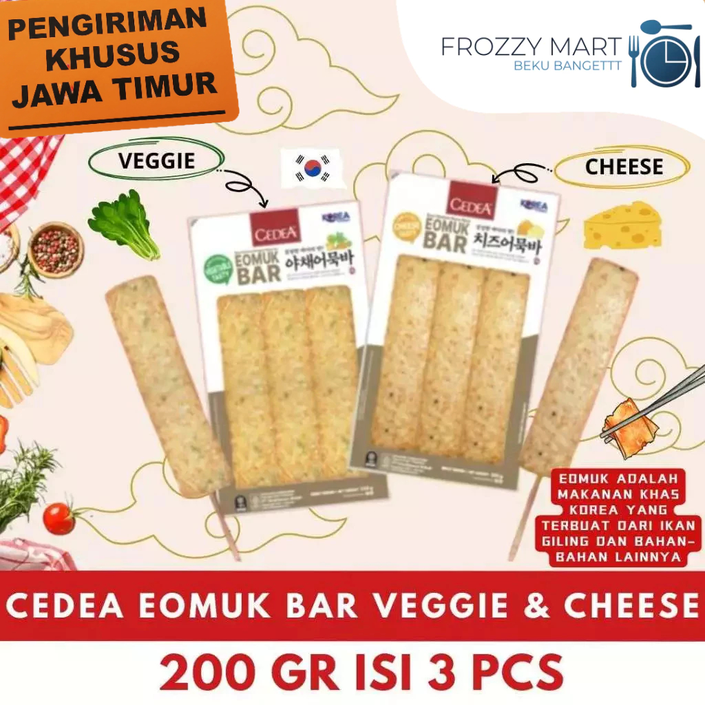 

CEDEA Eomuk Bar Cheese / Veggie 200gr isi 3 pcs – Fish Cake Korea Siap Masak