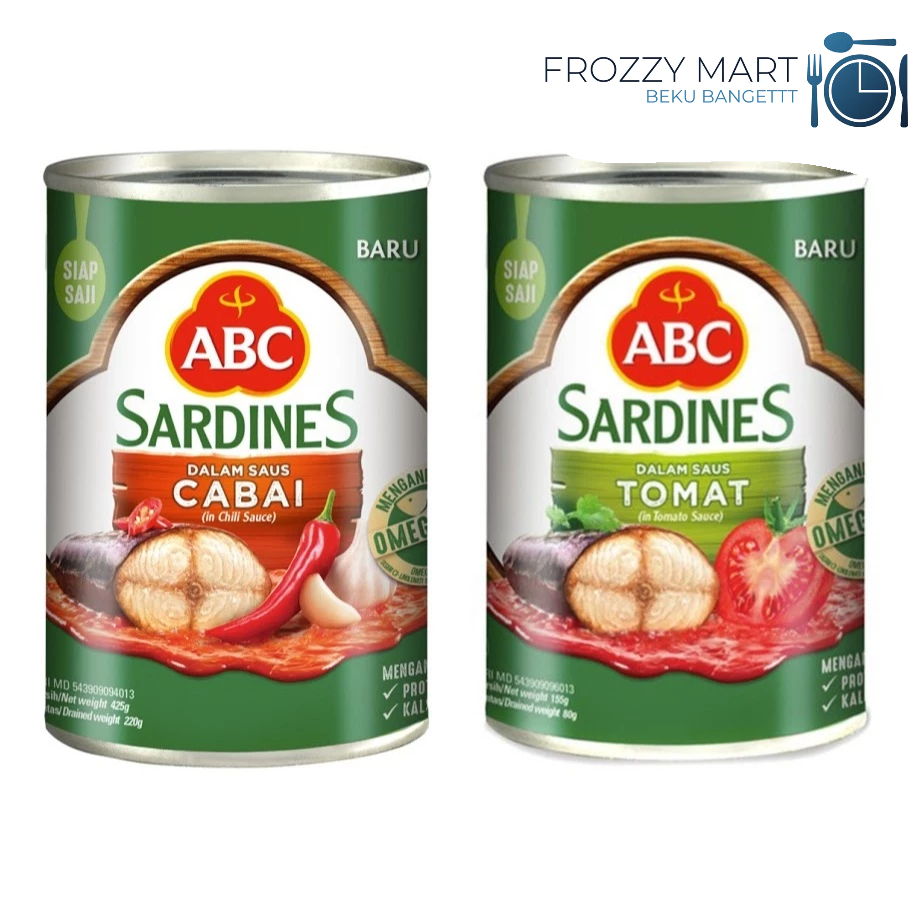 

ABC Sardines Saus Cabai 155gr | Saus Tomat 155gr | Ikan Sarden Saus Tomat & Saus Cabai