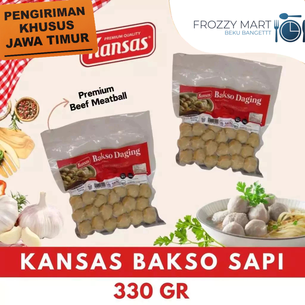 

KANSAS Bakso Sapi 330gr | Bakso Daging Sapi Frozen Siap Masak