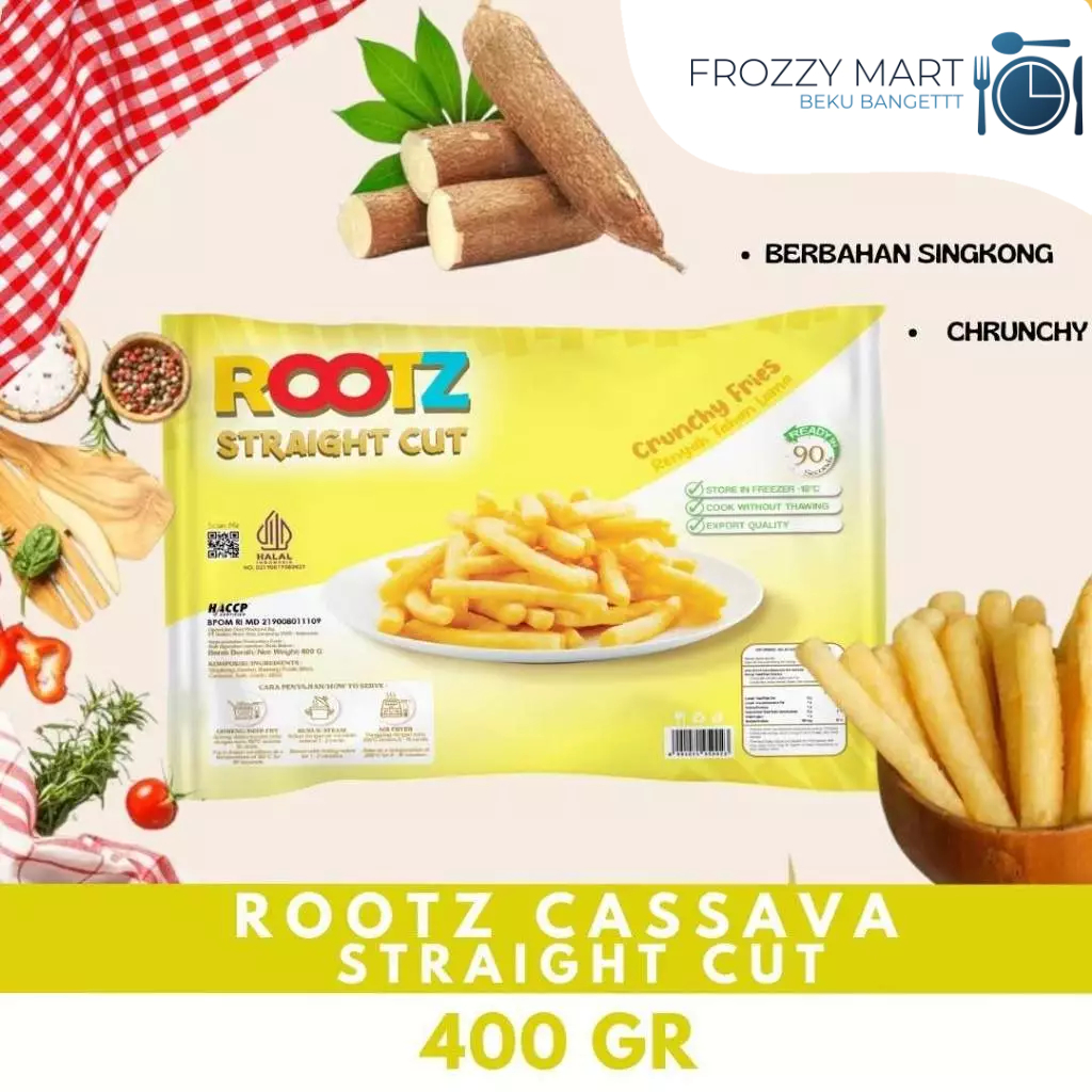 

ROOTZ Cassava Frozen 400gr (Crinkle Cut / Straight Cut) – Singkong Beku Siap Goreng Renyah