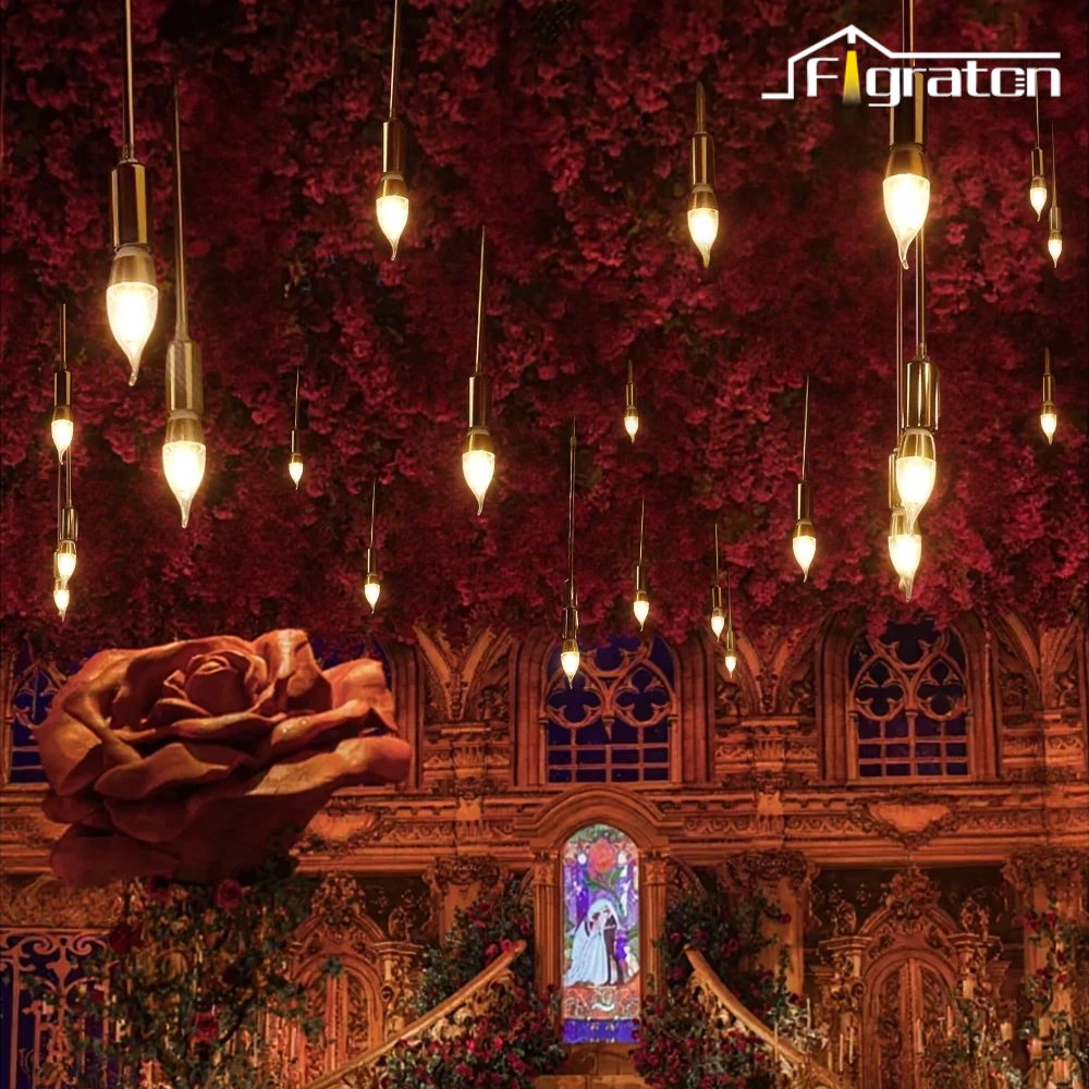 Lampu Gantung Pernikahan 10 Kepala - Desain Bintang Mewah dengan Material Besi Electroplating, Cocok