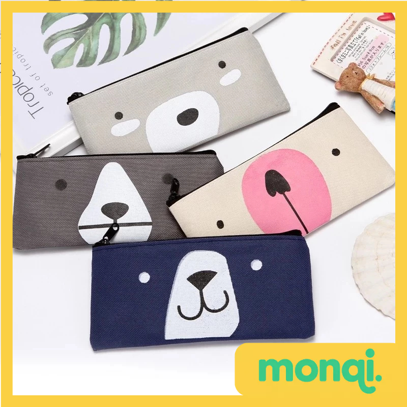 

MONQI Tempat Pensil Pulpen Kain Kanvas Karakter Hewan Lucu Kotak Pensil Serbaguna Motif Animal Dompet pouch make up kosmetik wanita t