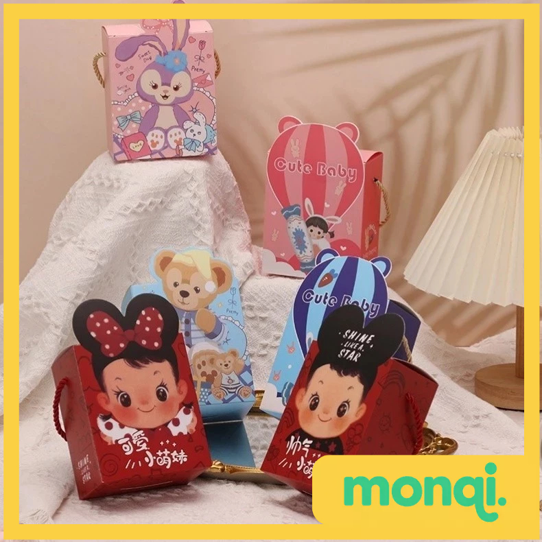 

MONQI Goodie Bag Ulang Tahun Anak Motif Kartun Tas Bingkisan Hadiah Hampers Ulang Tahun Anak Kotak Souvenir Kantong Tentengan Bingkisa