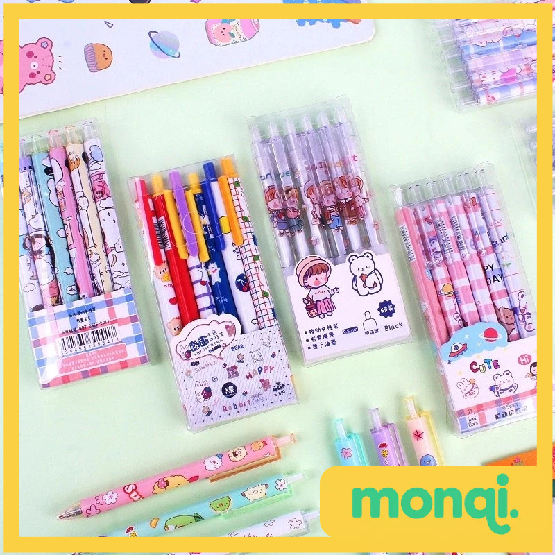 

MONQI Pulpen Gel 0.5mm 6Pcs Pen Bolpoin Tinta Gel Cair Model Cetekan Isi 6 Pcs Pena Aesthetic