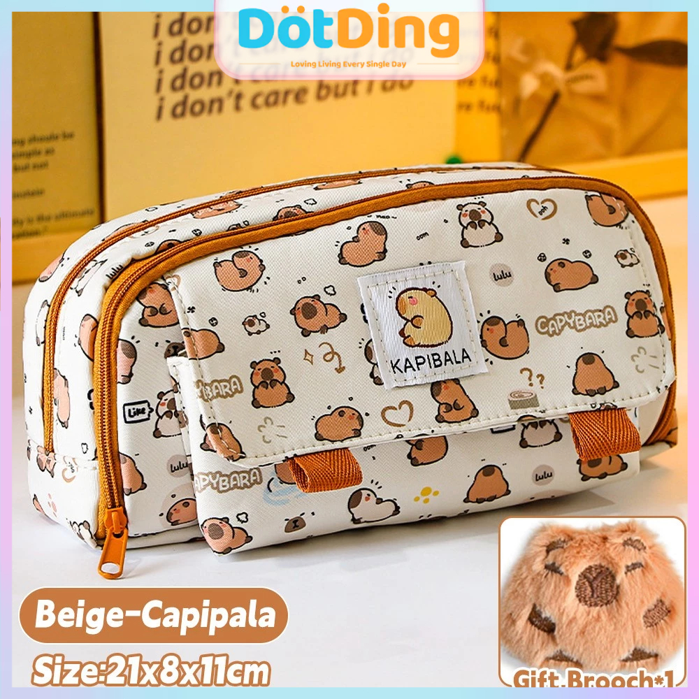 

Kapibala Pencil Bag Pencil Bag Kotak Pensil Berkapasitas Besar Kotak Pensil Lucu Perlengkapan Kantor Sekolah/Capybara Flip Cover Pencil Case Multi Layer Stationery Pencil Box for Student School Supplies Stationery H499