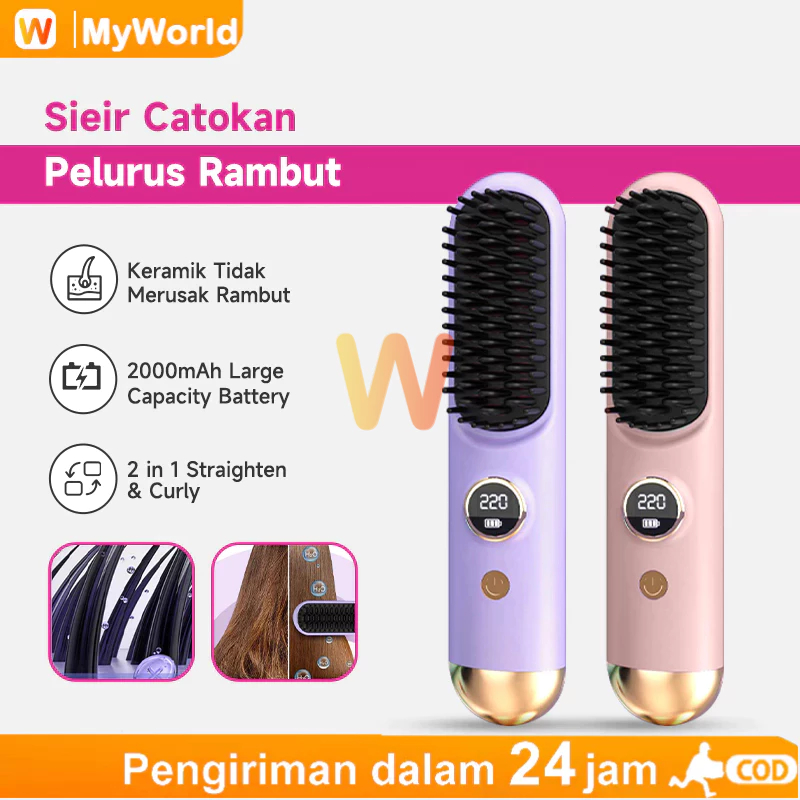 COD Sisir Catok Pelurus Rambut Elektrik Comb Sisir Pelurus Rambut Tanpa Kabel Cordless / Sisir
