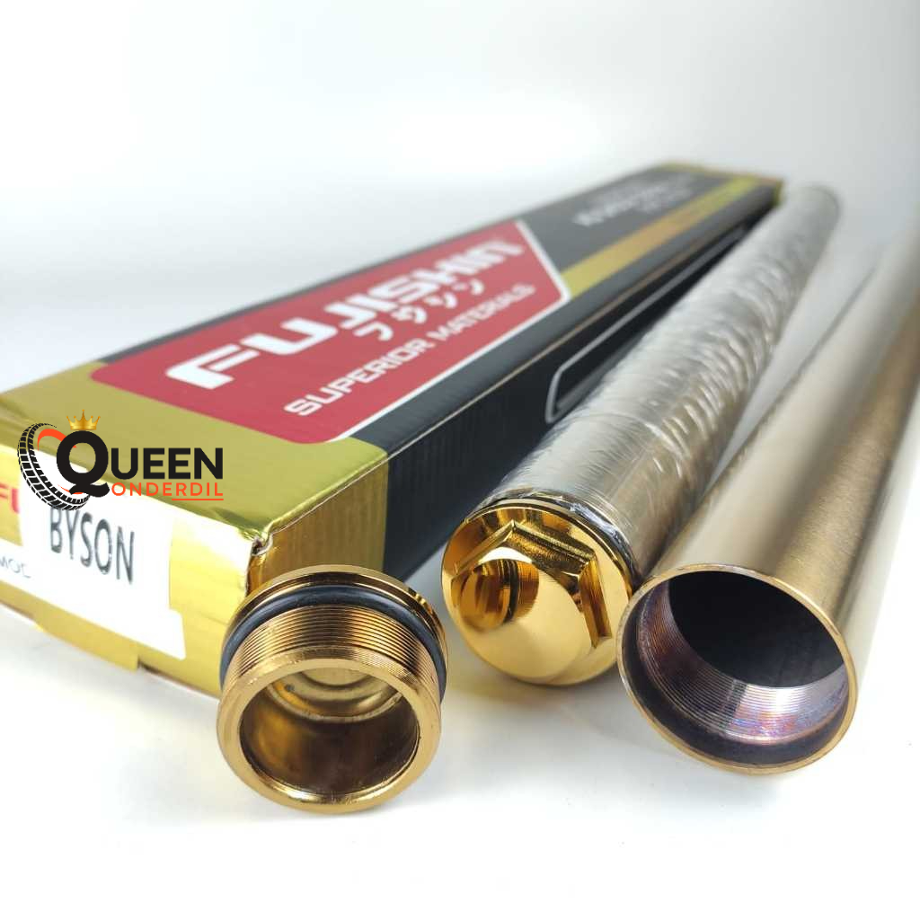 AS SHOCK DEPAN GOLD YAMAHA BYSON (45P) P:57CM D:41MM FRONT PIPE SHOK SOK FUJISHIN (QUEEN)