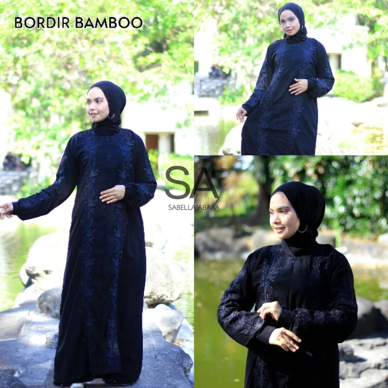abaya bordir maxi dress bordir bamboo busui by SABELLA ABAYA