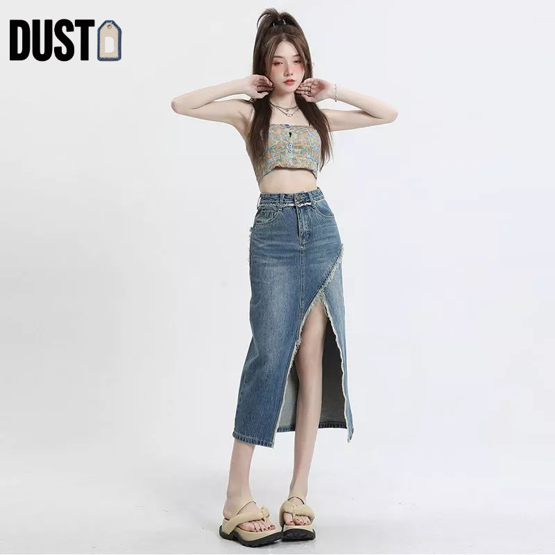 [Diskon 50%]  Dust Ariella Denim Skirt Wanita Rok Denim S-3XL