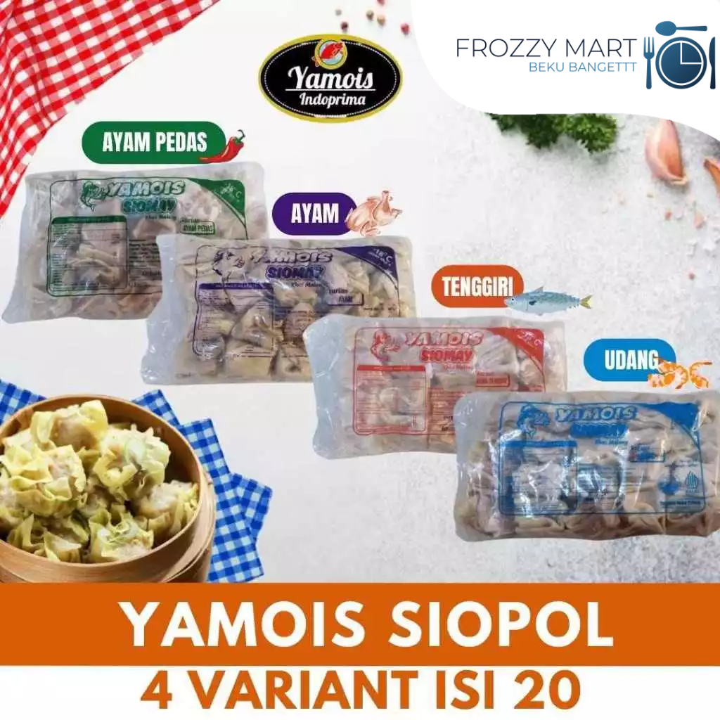 

YAMOIS Siopol Dimsum Isi 20 | Ayam, Ayam Pedas, Tenggiri, Udang | Dimsum Frozen Enak