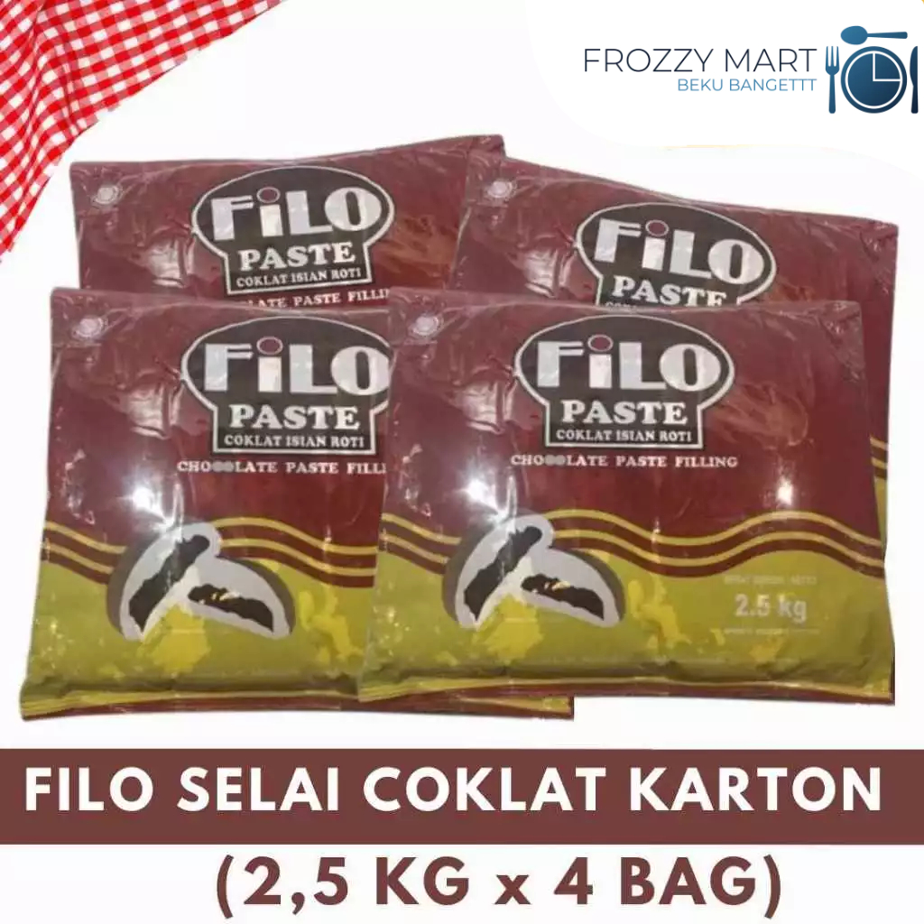 

FILO Selai Coklat Karton 10 KG (2.5KG x 4) | Coklat Oles Roti & Topping Kue Bakery