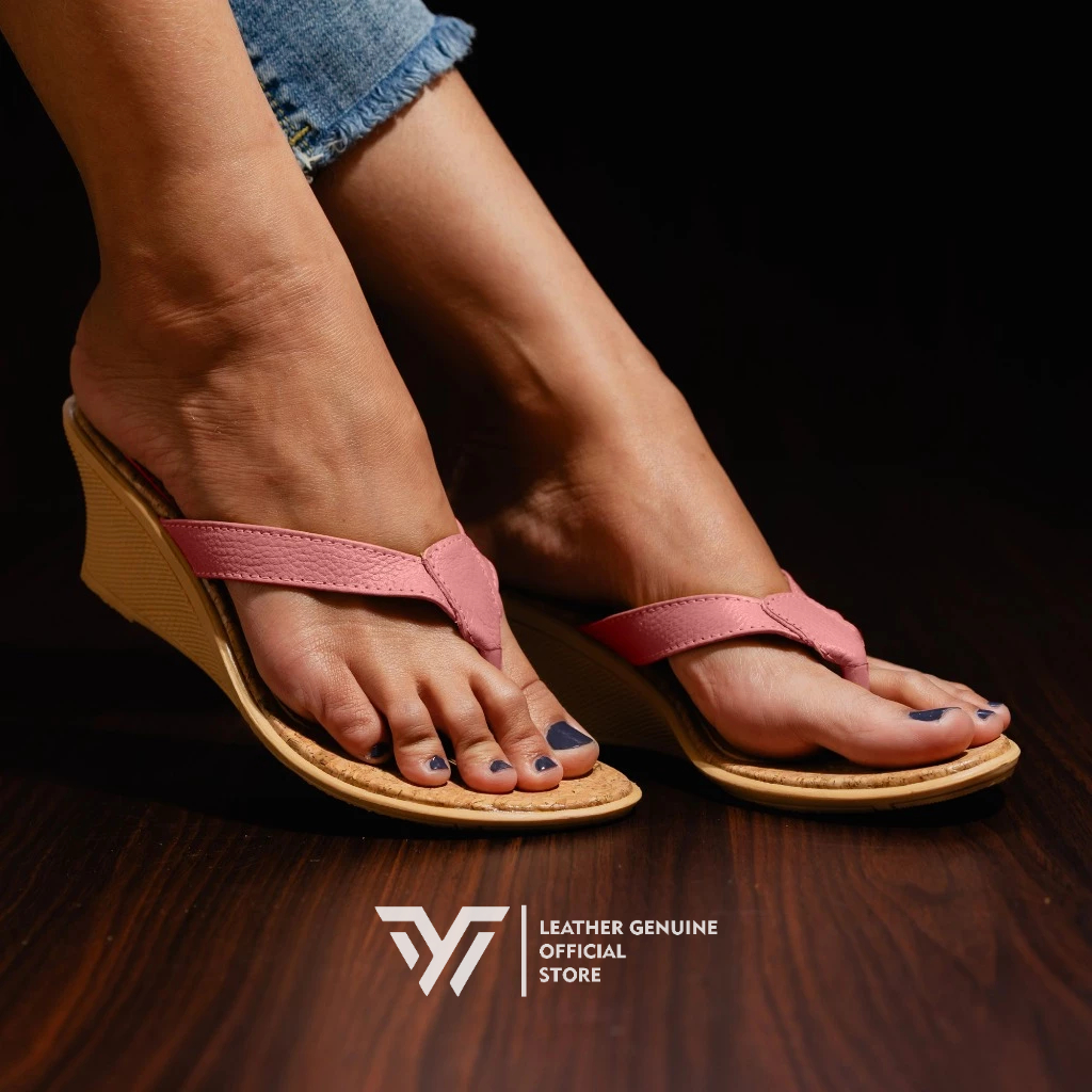 Sandal Kulit Wanita-Wedges 5cm-Sandal Kulit Asli