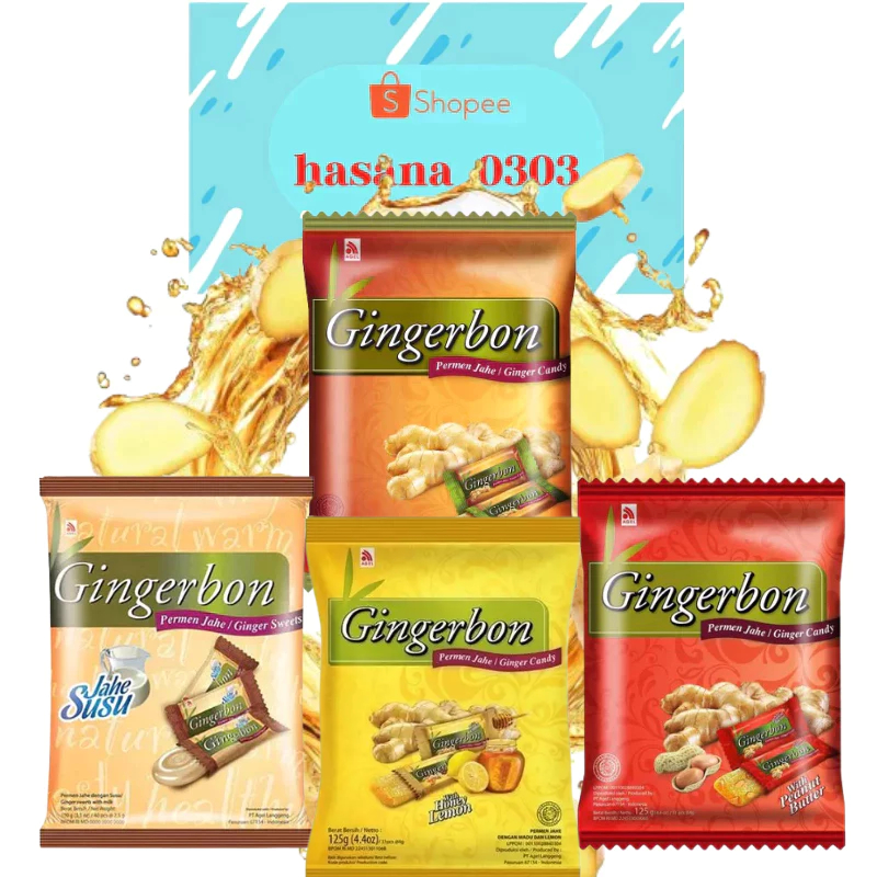 

GINGERBON Permen Jahe [ Rasa: Jahe Original, Jahe Susu, Peanut Butter ]