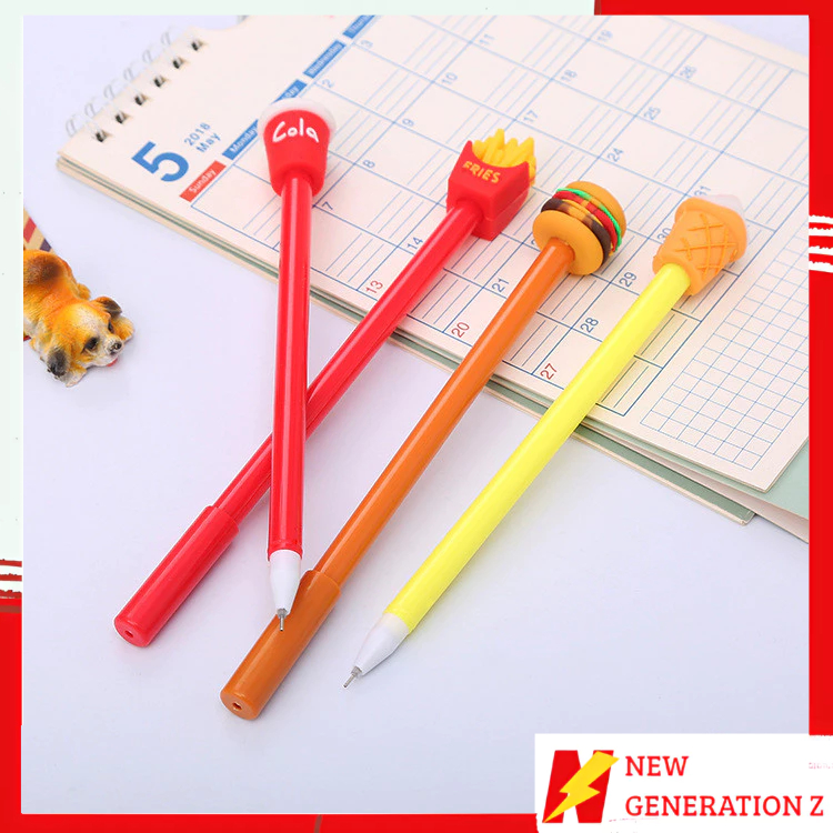 

NGZ Pena Fast Food Pena Karakter Lucu Model Junk Food Burger Soda Cola French Fries Pen Karakter