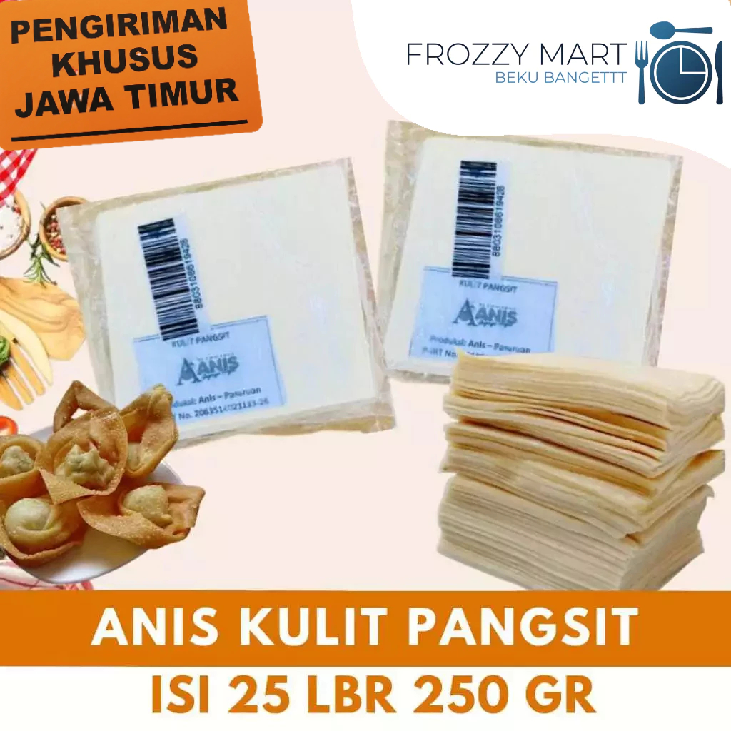 

ANIS Kulit Pangsit 250gr – Isi 25 Lembar | Kulit Pangsit Serbaguna untuk Goreng & Rebus