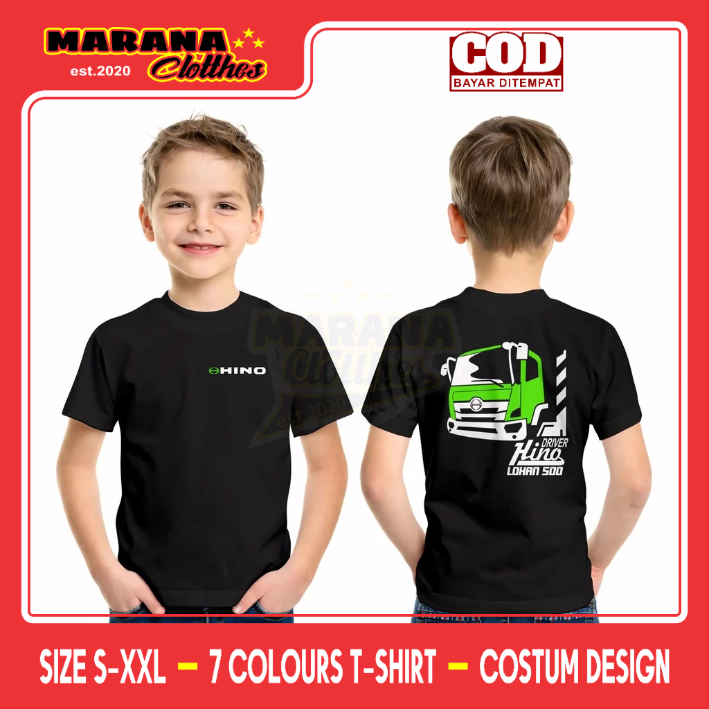 Kaos Anak Mobil Hino Lohan 500 Driver Vector DB Baju Otomotif
