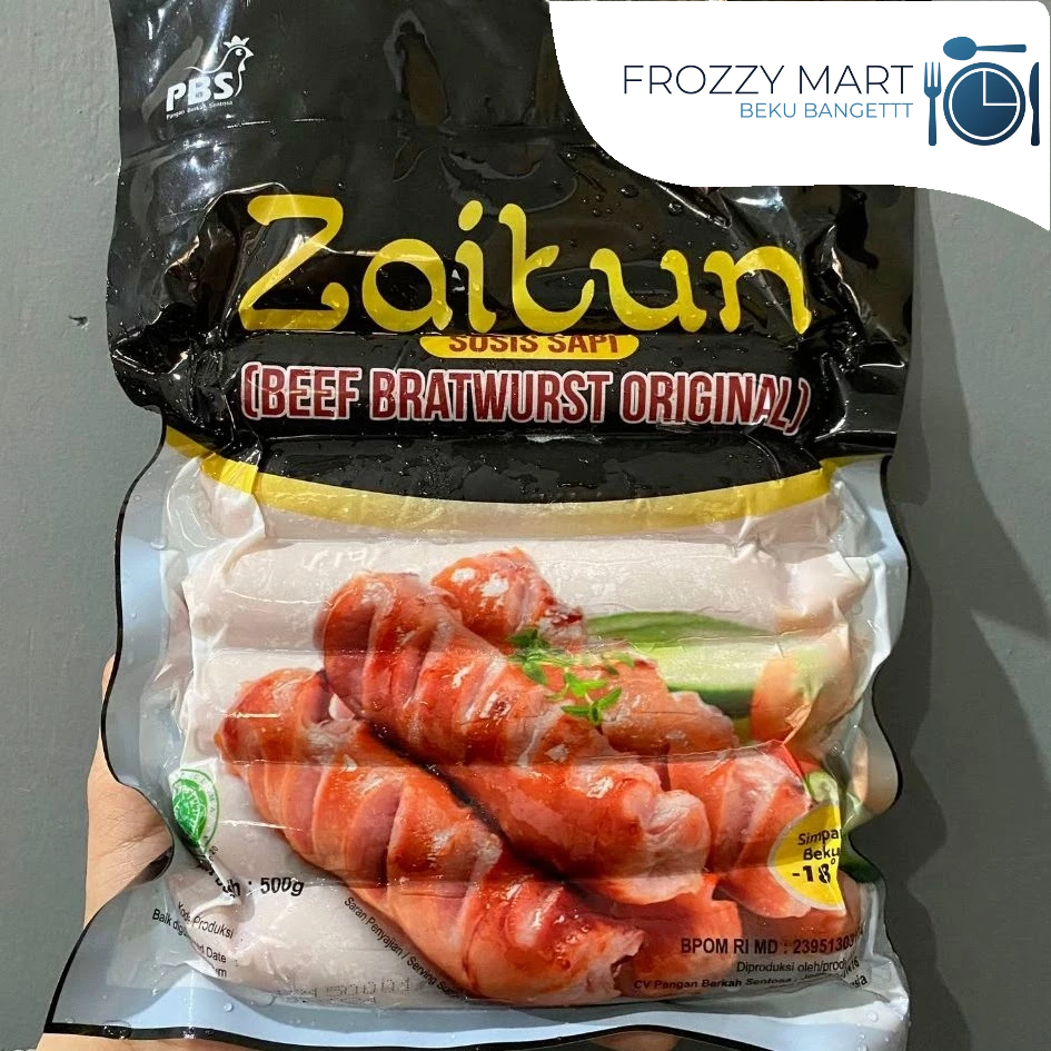 

ZAITUN Beef Bratwurst Original Isi 6 – 500gr | Sosis Sapi Premium Siap Masak