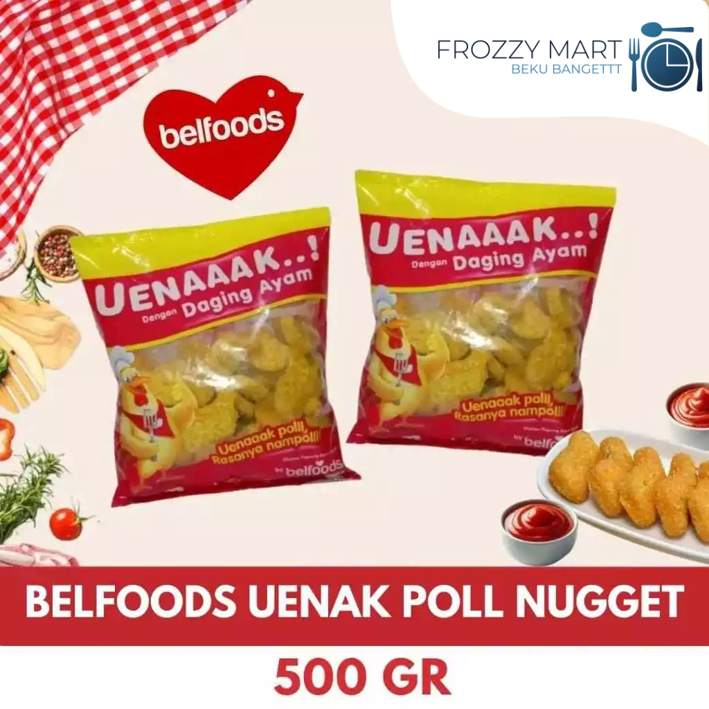 

BELFOODS Uenak Poll Nugget 500gr – Nugget Ayam Gurih Renyah Frozen Food Praktis