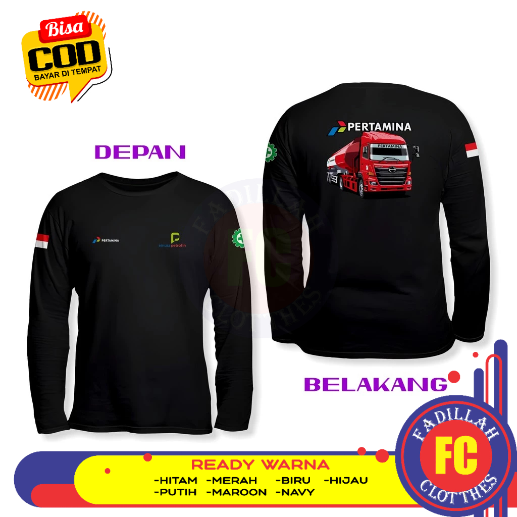 Baju Kaos Truk Tangki Hino Pertamina Elnusa Petrofin Logo DB Lengan Panjang Kaos Distro