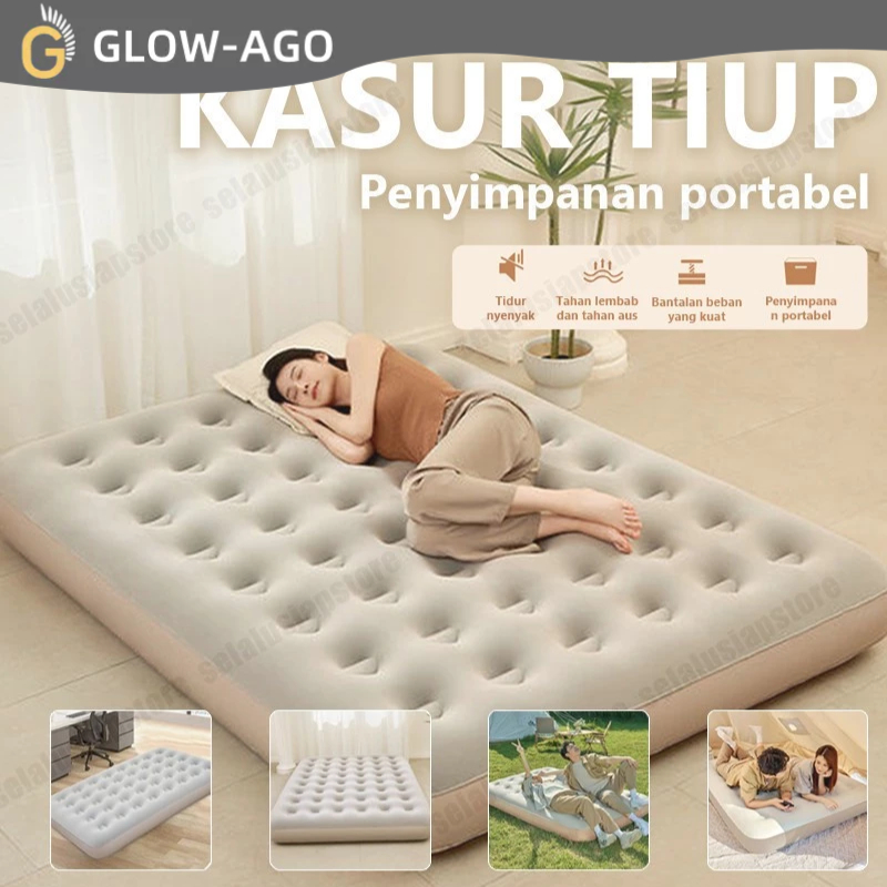 kasur angin pompa otomatis outdoor Kasur pompa lipat kasur tiup Queen kasur angin camping perjalanan